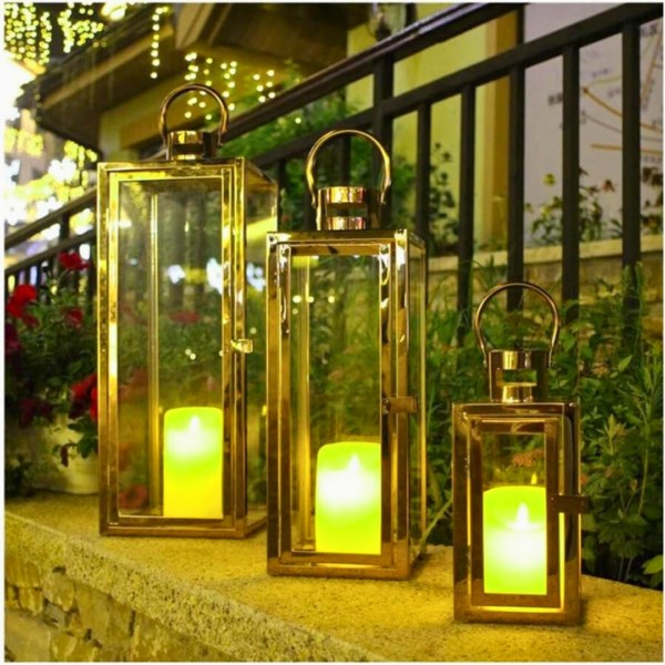 Classic Candle Holder Antique Rustic Vintage Stainless Lantern Steel Garden And Home Lantern Outdoor Gold Candle Lantern - Image 7