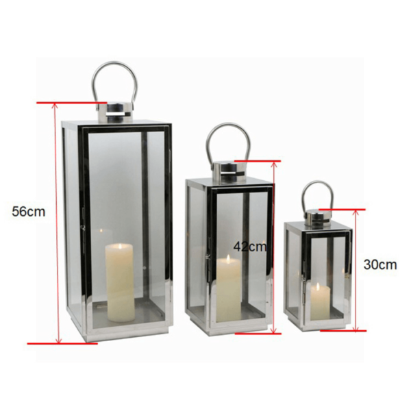 Rygcrud Modern Hurricane Candleholders Set of 3 Cuboid, Indoor Decorative Candle(Pillar) Lantern - 201 Stainless Steel and Glass, Perfect for Table Or Floor Decor Ramadan Lanterns - Image 9